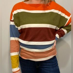 White Birch Color Block multi-color striped sweater | size L